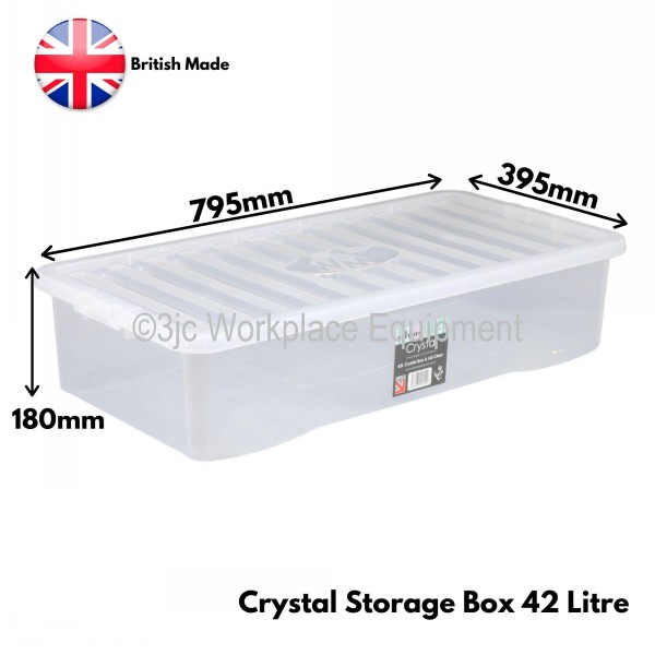 Wham Crystal Plastic Storage Box & Lid Size 13 (42 Litre) 3JC