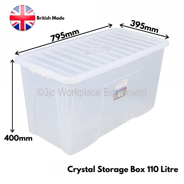 Wham Crystal Plastic Storage Box & Lid Size 19 110 Litre 3JC