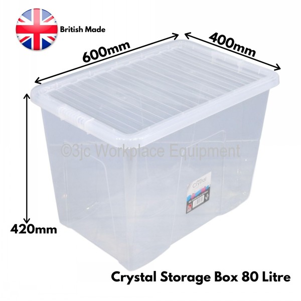 Wham Crystal Plastic Storage Box & Lid Size 18 (80 Litre) 3JC