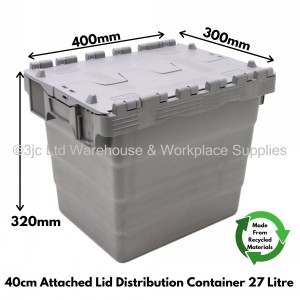Attached Lid Distribution Container 40cm 27 Litre