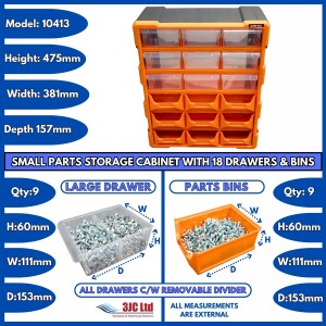 Storr Parts Storage Cabinet Organiser 18 Drawer & Bin