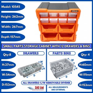 Storr Parts Storage Cabinet Organiser 12 Drawer & Bin