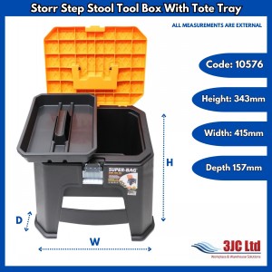 Storr Step Stool Tool Box With Tote Tray
