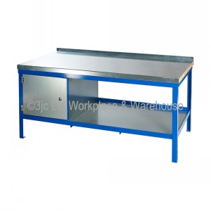 Heavy Duty Workbench Wood & Steel Top With Cupboard