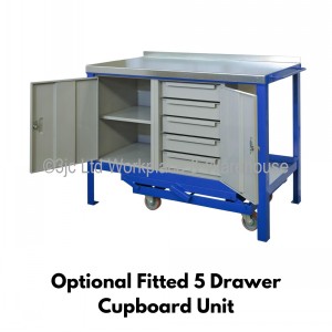 Mobile Workbench With Cupboard Steel Top