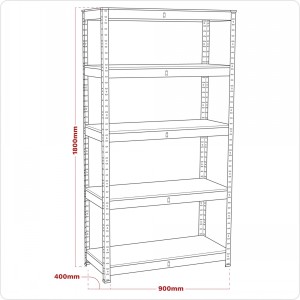 Sealey Shelving Bay 5 Levels Galvanised 400mm Deep