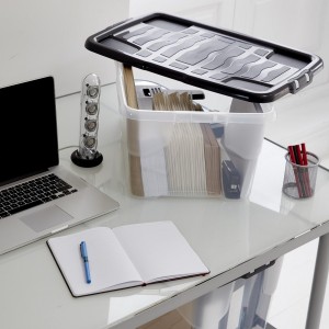 Cristalray Lot De 3 Boîtes De Rangement Strata Curve 42L Avec Couvercle - Transparentes 80x40x18 Cm