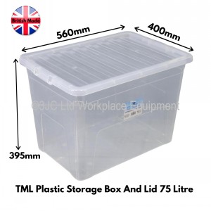TML Clear Plastic Storage Box & Lid Size 10 (75 Litre)