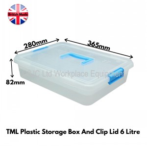 TML Clear Plastic Storage Box & Clippy Lid 6 Litre