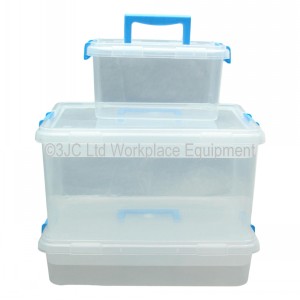 TML Clear Plastic Storage Box & Clippy Lid Set Of 3